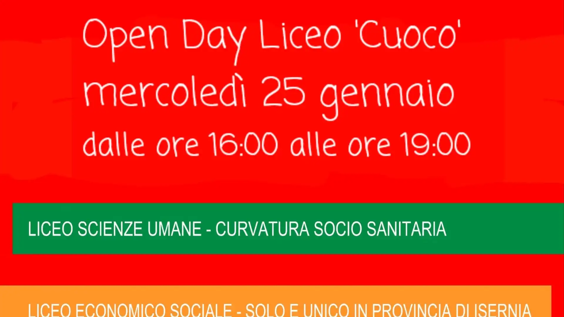 Isernia: Open Day al liceo Cuoco. L’evento dopo il rinvio si svolgerà mercoledì 25 gennaio.